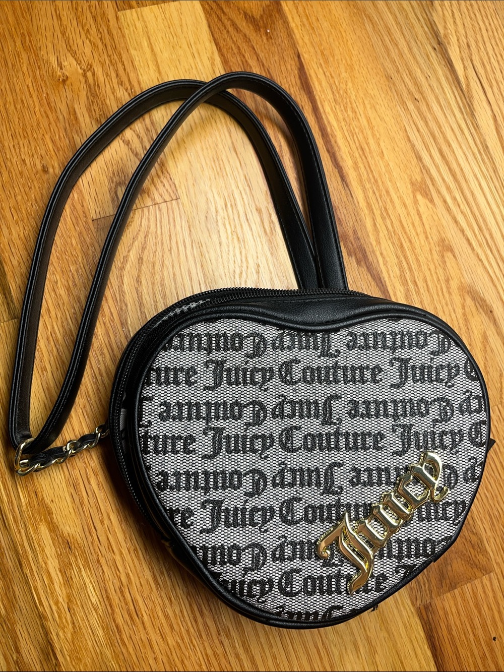Juicy Couture Black and White Heart Crossbody Bag